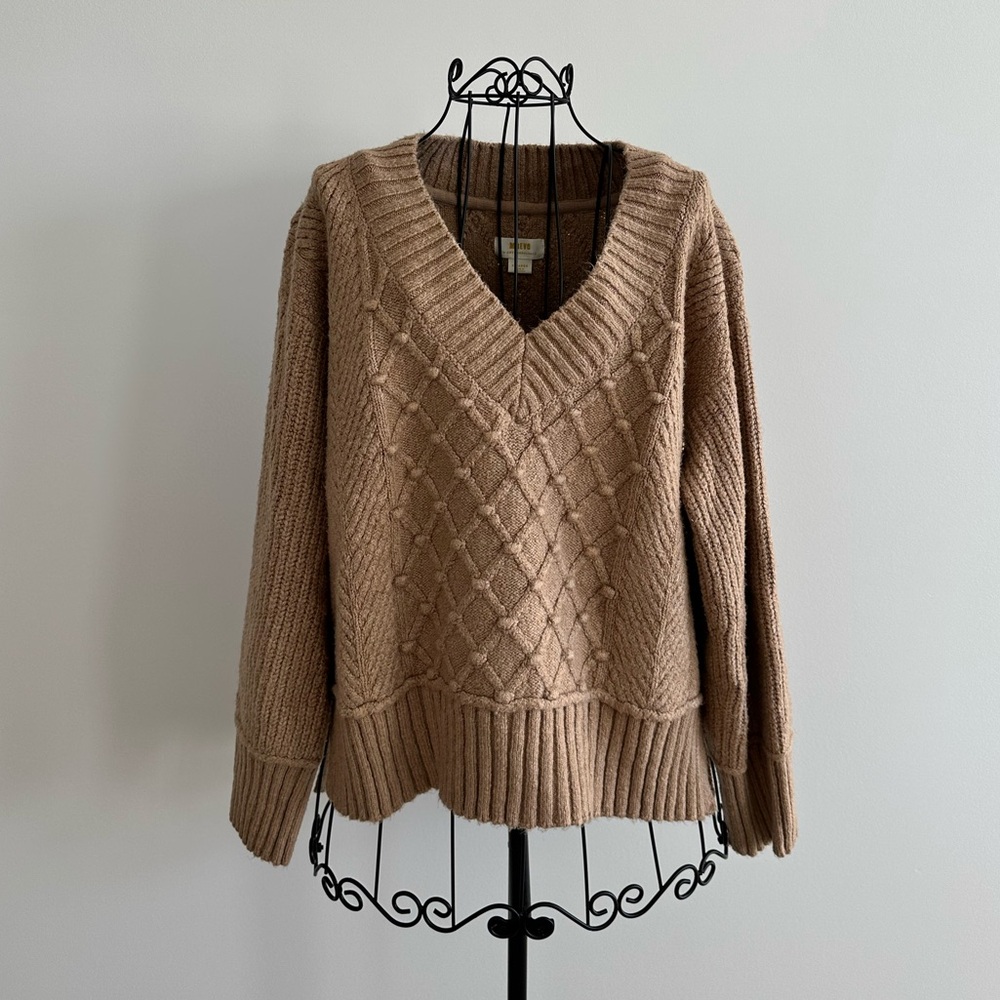 Maeve by Anthropologie V-Neck Sweater - Tan